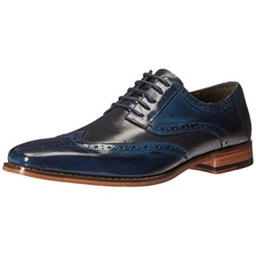 Imagem de Stacy Adams Sapato Oxford masculino Tinsley Wingtip com cadarço, Cobalto/Azul-marinho, 8.5