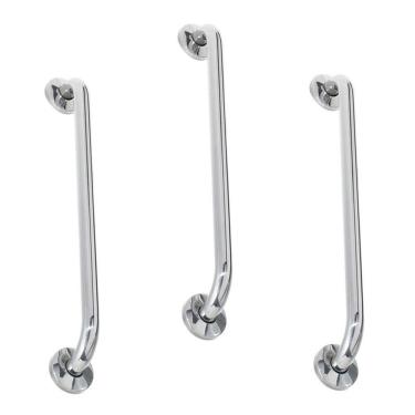 Imagem de Alça de Apoio 60cm Barra Inox Kit 3 Unidades Acessibilidade Cadeirante Idoso Deficiente Banheiro Segurança