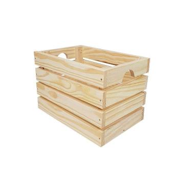 Imagem de Caixote De Madeira Quadrado Pequeno 29x29x43 Em Madeira De Pinus Natural