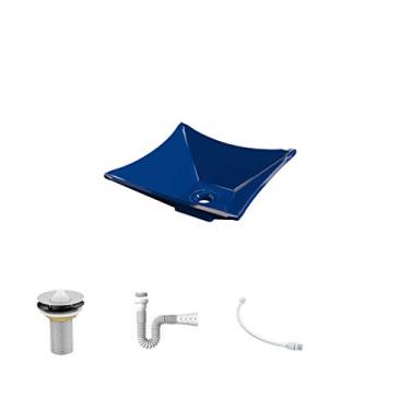 Imagem de Kit Cuba L30 C/Válvula 1'' (2,6cm) + Sifão Pvc + Flexível Azul Escuro