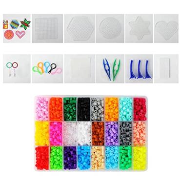 Imagem de Newmind Kit de miçangas fusíveis Hama conjunto de contas Perler papel de passar para crianças, faça você mesmo, acessórios de artesanato para meninos e meninas