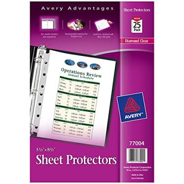 Imagem de Avery Protetores de folha de diamante transparentes pesados para mini fichários, comporta folhas de 21,6 cm x 14 cm, 25 ct (77004)