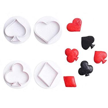 Imagem de 4 peças/conjunto de cortador de biscoito de plástico para jogar pôquer (espada, clube, diamante e coração)