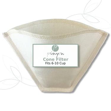 Imagem de Filtro de café cone reutilizável de pano (tamanho #4) - Feito no Canadá de cânhamo e algodão orgânico - Zero desperdício, ecológico, filtro natural para cafeteiras de gotejamento