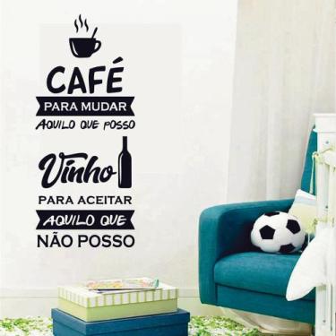 Imagem de Adesivo De Parede Decorativo Frase Café Vinho Wine Taça C093 - V3 Shop
