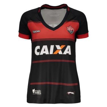 Imagem de Camisa Feminina Vitória I 2018 S/Nº Topper Vermelho e Preto 4201621-172 - P