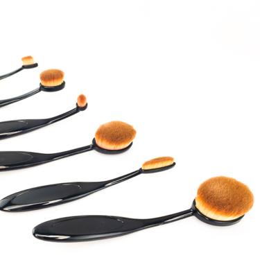 Imagem de Pincel Maquiagem Oval Profissional 6 Peças Flexivel Escova Contorno Base Liquidos Creme Corretivo