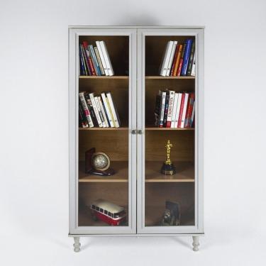 Imagem de Armário Multiuso 2 Portas De Vidro Ditália E-957 Cinza