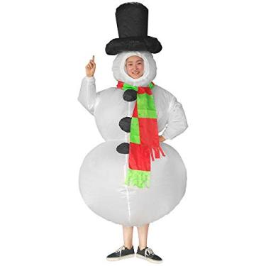 Imagem de Traje inflável de Papai Noel YYYux, traje divertido de Natal para adultos, fantasia chique para cosplay, Branco, L