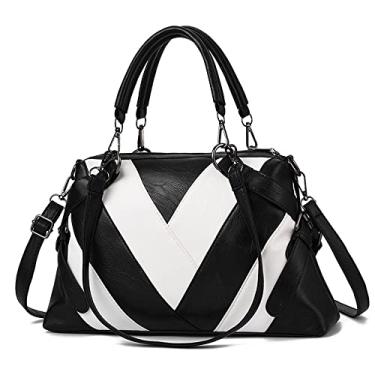 Imagem de Bolsas grandes e bolsa para mulheres bolsa transversal de couro acolchoado moda alça superior bolsa de ombro bolsas, Branco