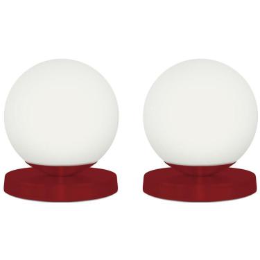 Imagem de Kit 2 Luminárias de mesa Globo Orby Vermelho Base Redonda