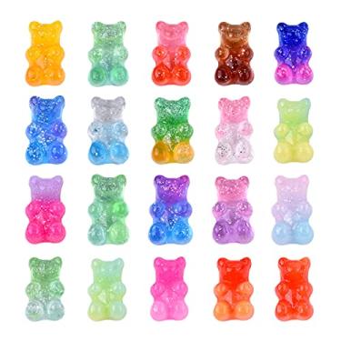 Imagem de Craftdady Berloques de urso gomoso de resina cabochão com contas de animais sem buracos para fazer joias com grampos de cabelo, Resina, Sem Pedra Preciosa