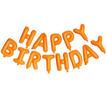 Imagem de ZHENGYE Balões de Alumínio Laranja Metálico 'Happy Birthday' de 40 cm, Pacote com 13 Peças para Decoração de Festa de Aniversário Unissex
