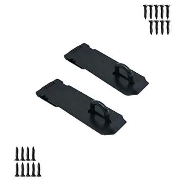 Imagem de Trava de cadeado de ferrolho de porta, fecho de segurança de aço inoxidável de 12 cm, ferrolho de trava de porta extragrosso com parafusos, acabamento preto fosco, pacote com 2