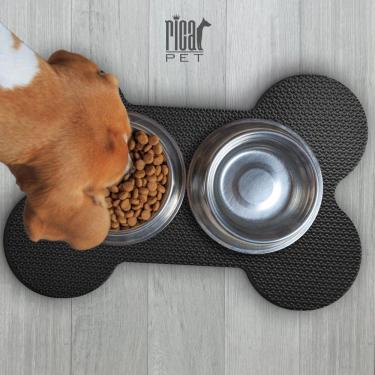 Imagem de Tapete Pet Tigela 50x30cm Preto Cães Gatos