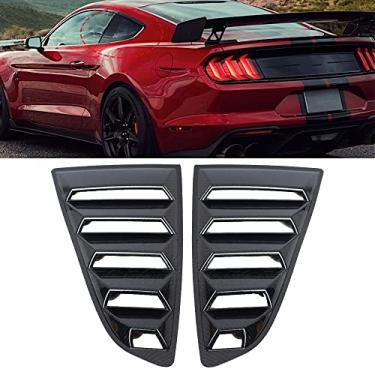 Imagem de JESYMBX 2 peças de vidro lateral para janela pára-brisa ventilação cinco slots capa de grelha aberta fibra de carbono estilo aparência para Ford Mustang 2015 2016 2017-2020 fibra de carbono