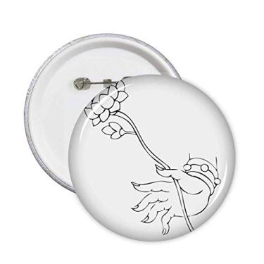 Imagem de Cultura mão de lótus simples ilustração padrão pinos crachá botão emblema decoração acessório 5 peças