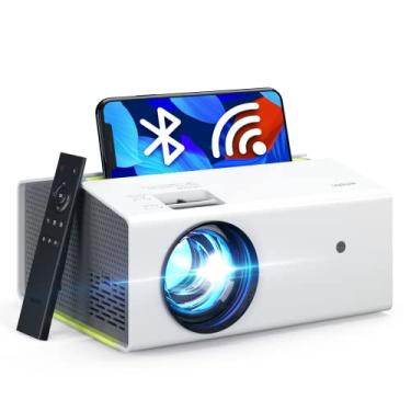 Imagem de Emotn Mini projetor WiFi C1, projetor portátil compatível com 1080p, 8500Lux Bluetooth 5.1 200 polegadas com alto-falante HiFi, vida útil da lâmpada de 50.000h, compatível com smartphone/TV
