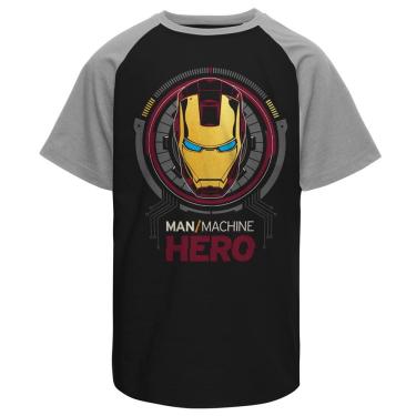 Imagem de Camiseta masculina raglan Homem de Ferro Iron Man Preta e mescla live Comics