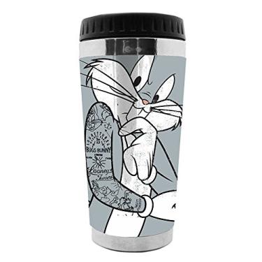 Imagem de Copo Térmico Looney Tunes Bug Bunny Concerned Cinza - 473 ml - em Polipropileno - Urban - 18x8,3 cm