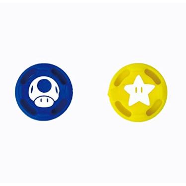 Imagem de 2 peças de silicone analógico para polegares para Nintend Switch NS Joy Con capa para controle Joy con (# 10 azul + amarelo)