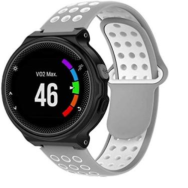 Imagem de Pulseira para Smartwatch Garmin Forerunner modelos 230 235 220 620 630 735 735XT - Nandos-Store (com chave para troca) (Cinza com branco NK)