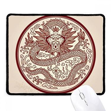 Imagem de Mousepad de dragão chinês com estampa de animal com borda costurada, tapete de borracha para jogos