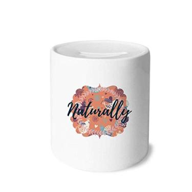 Imagem de DIYthinker Caixa de moedas de cerâmica para caixa de dinheiro com tinta de flor laranja, presente de cofrinho