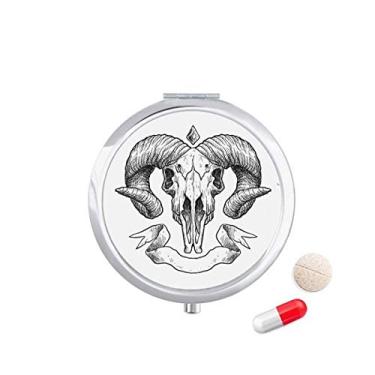 Imagem de Porta-comprimidos, ilustrações de caveira de cabra, porta-comprimidos, caixa de armazenamento de medicamentos