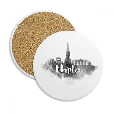 Imagem de Caneca de pintura de cidade Naples Italy Landmark Ink Porta-copos com proteção de mesa Pedra absorvente