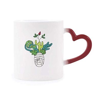 Imagem de Caneca Horus Botany Mummy Plant Cactus sensível ao calor Caneca vermelha que muda de cor