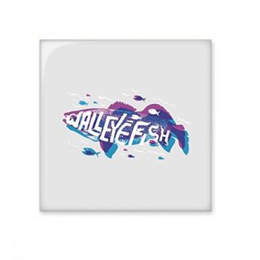 Imagem de Azulejo de cerâmica brilhante azul roxo desenho peixe oceano animal tijolo adorno pedra
