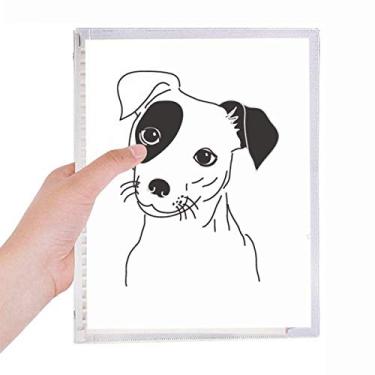 Imagem de Caderno de desenho de cachorro preto com estampa de ilustração de folhas soltas diário recarregável de papelaria