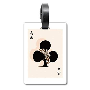 Imagem de Playing Cards Club A Pattern Mala de Bagagem Etiqueta de Bagagem Etiqueta de Scutcheon