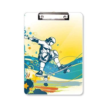 Imagem de Skate esportivo ilustração colorida prancheta pasta, bloco de anotação, placa de apoio A4