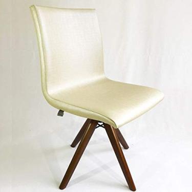 Imagem de Cadeira de JANTAR Amanda Facto Champanhe base giratória madeira maciça - Poltronas do Sul