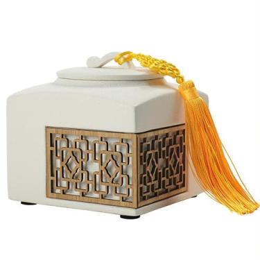 Imagem de Ceramic Hollow Tea Caddy Creative Coffee Beans Tanque de armazenamento para doces Latas seladas domésticas