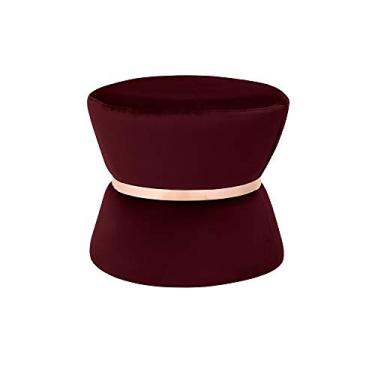 Imagem de Puff Decorativo Sala de Estar 45cm Dhaka Veludo Vinho - Gran Belo