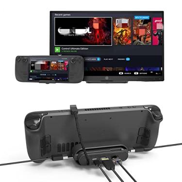 Imagem de Conversor de Steam deck,Base de TV com porta de rede, transmissão de dados de suporte USB 3.0, adaptador de conversão de vídeo HDMI 4K para Steam Deck/Switch OLED