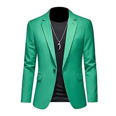 Imagem de Jaqueta Blazer Masculina, 1 Botões Slim Fit Casaco Esportivo Plus Size Ternos de Negócios para Jantar, Formatura, Festa, Q, M 168