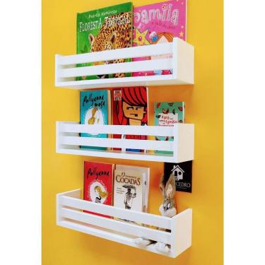 Imagem de Kit 3 Nicho Mdf Prateleira Livro Infantil Para Quarto 40 cm