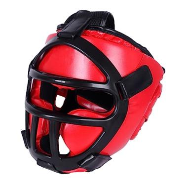 Imagem de YIJU Capacete de Kickboxing Capacete de proteção de 360 graus Confortável profissional Sparring Headgear, Head Gear para Muay Thai Sparring Karate, L vermelho