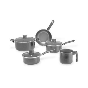 Imagem de Jogo De Panelas Antiaderentes Pretas 5 Peças Ebony - Brinox Preto Brinox