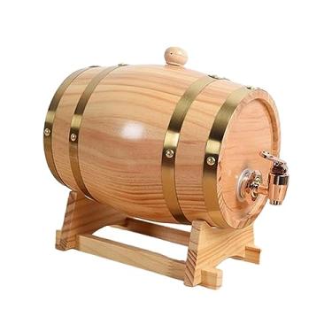 Imagem de IEUDNS Barril de vinho de carvalho com suporte, barril de vinho de madeira com torneira, dispensador de barril de uísque para coquetel, 1L