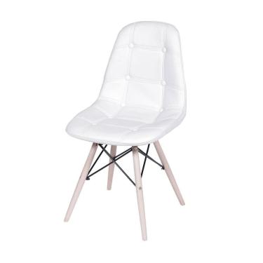 Imagem de Cadeira Eames Dsw Botonê Assento Pu Branca Base Madeira