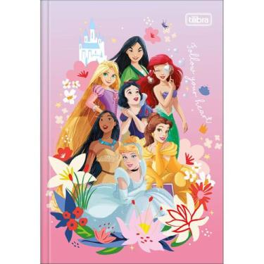 Imagem de Caderno Pequeno Brochura 1/4 Princesas 80 Folhas Capa Dura Costurado T
