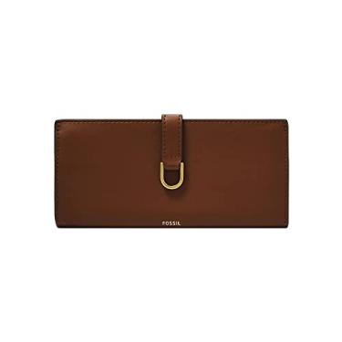 Imagem de Fossil Carteira feminina Kier Vegan Cactus com aba de couro, Marrom