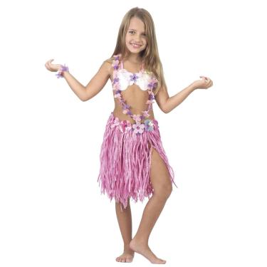 Imagem de Fantasia Carnaval Menina Havaiana Infantil + Colar Pulseira