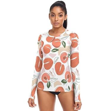 Imagem de KLL Peaches Apricots Summer Fruits Beautiful Women's Rash Guard Camiseta Atlética Manga Longa FPS 50+, Pêssegos Damascos Frutas de Verão Lindas, G