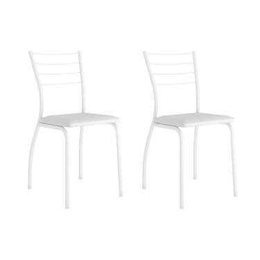 Imagem de Cadeira Sala De Jantar 1700 Kit Aço 2 Uni Branco/courano Branco - Carraro